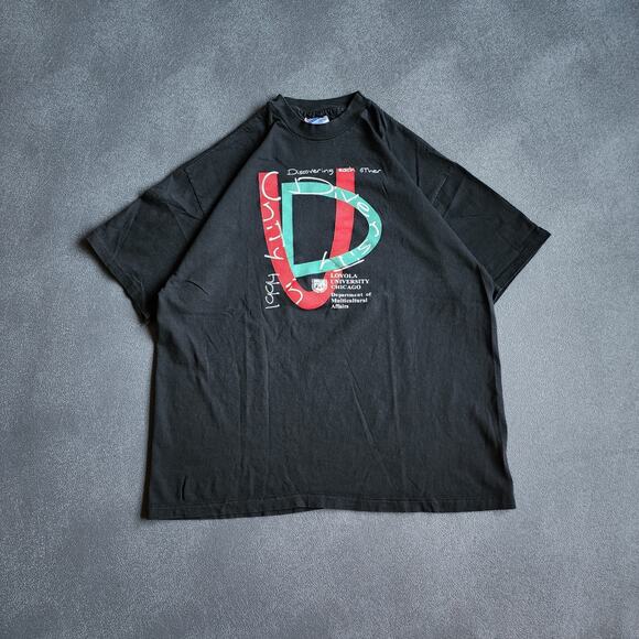 Vintage 90's Loyola University Chicago Diversity Black Shirt XL - Picture 1 of 6